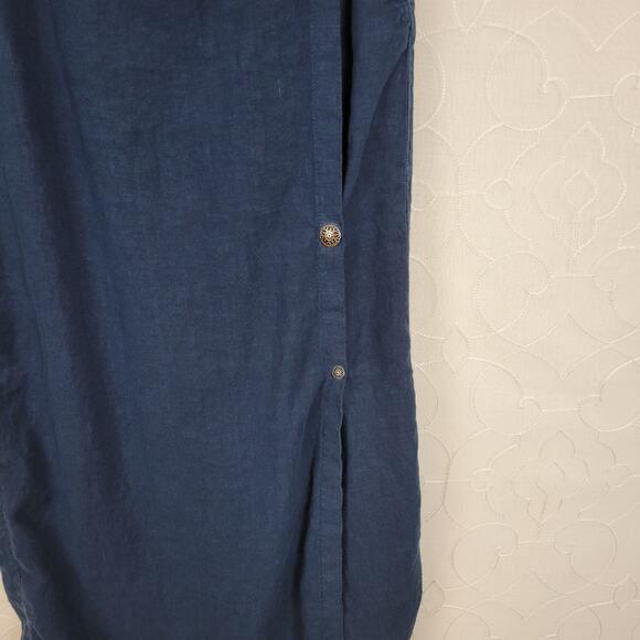 Click Color‎ Me Cotton Linen Wrap Skirt S Navy Blue Pockets Lagenlook Straight - Picture 8 of 10